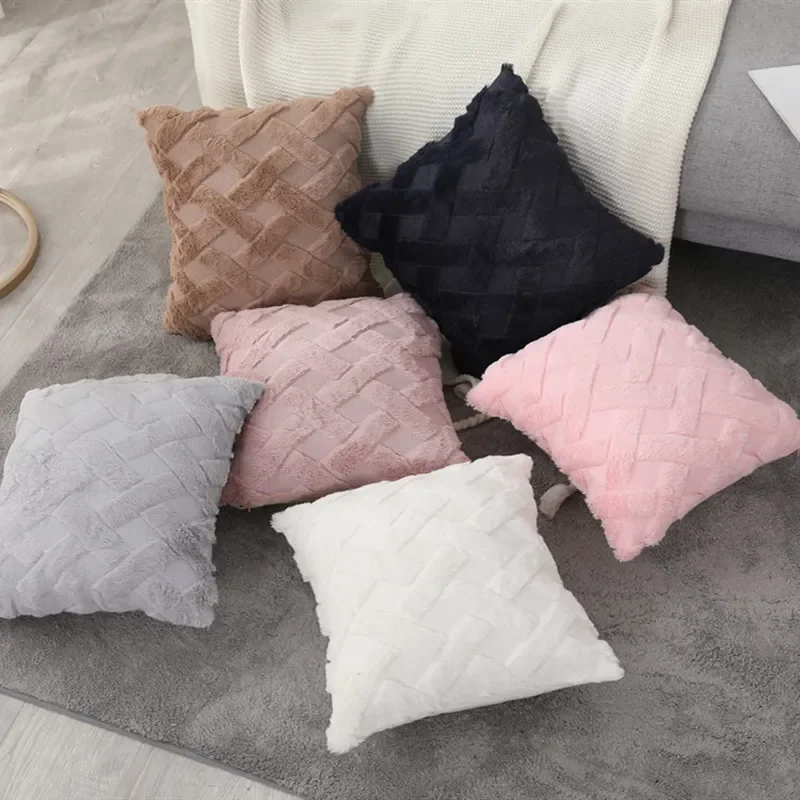 Living room sofa solid color pillow cover quilted without core office nap pillow by simple pad cover cross-border Amazon