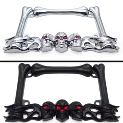 Motorcycle Parts Cruiser Accessories 3D Skull & Flame Motorcycle License Plate Frame For Harley Davidson
