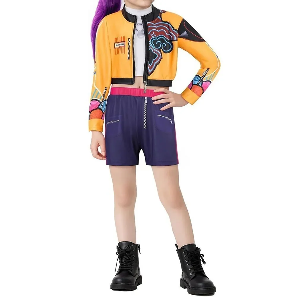 Crianças meninas kpop caçadores de demônios cosplay rumi mira traje fantasia vestido perucas roupas