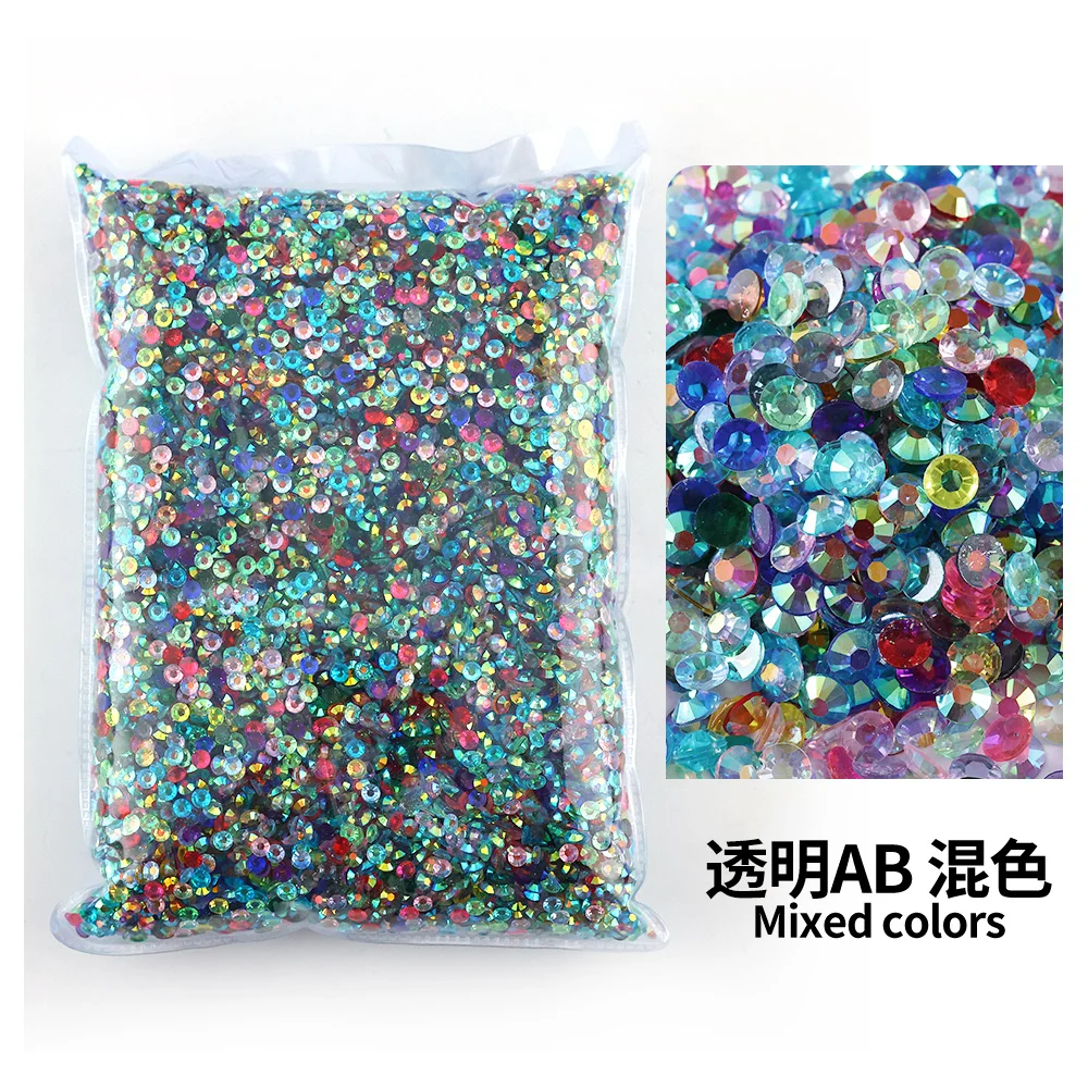 2mm, 3mm, 4mm, 5mm, 6mm, Großhandel Jelly Color AB Transparent AB, Facetten FlatBack Harz Strass Nail Art Kleidungsstück Dekoration