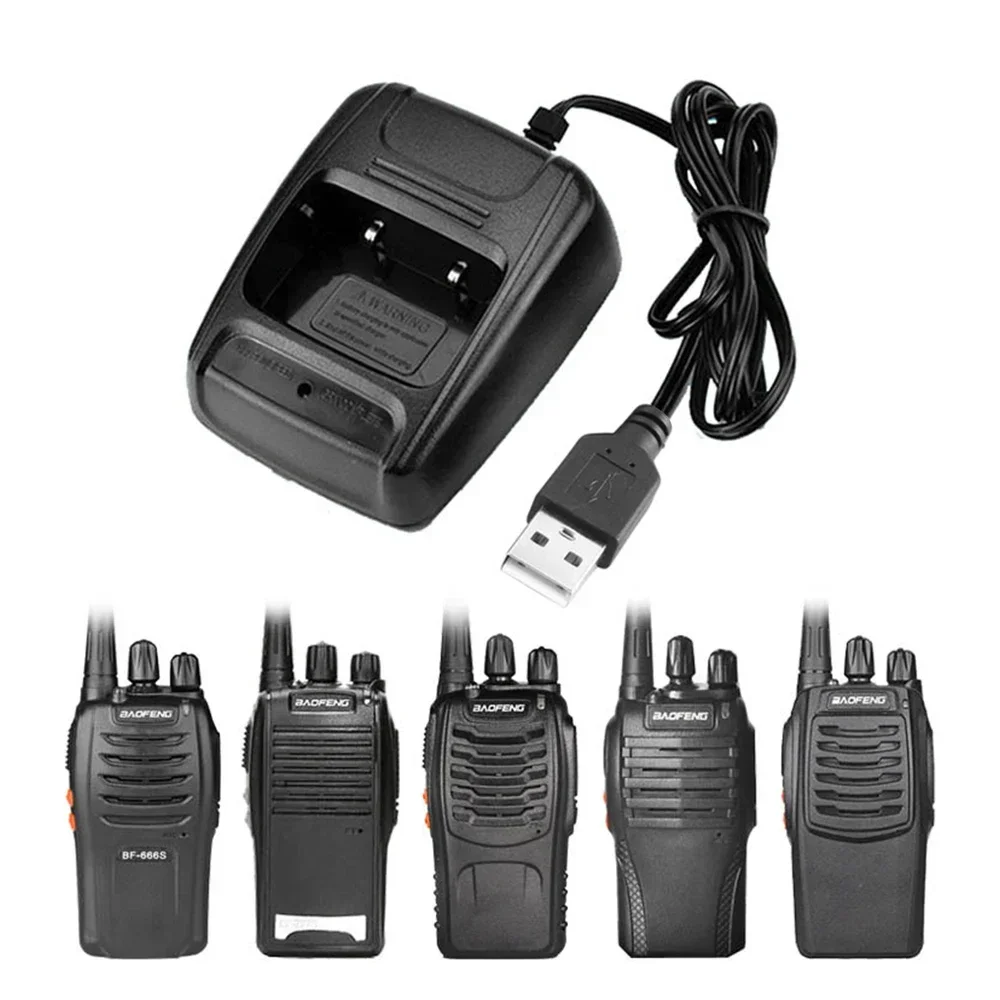 Baofeng pengisi daya USB Walkie Talkie BF-888S, aksesori pengisi daya USB baterai Li-ion portabel Input 5V 1A untuk 666S 777s 888s