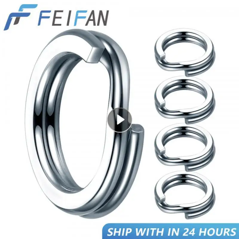 50pcs Fishing Rings Stainless Steel Split Ring High Quality Oval Split Double Connecting Ring  For Fishing Lure Hook Accessories