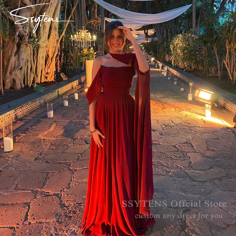 

SSYTENS красные вечерние платья с открытыми плечами для женщин, элегантное платье для свадебной вечеринки в Дубае, платья для выпускного вечера по индивидуальному заказу