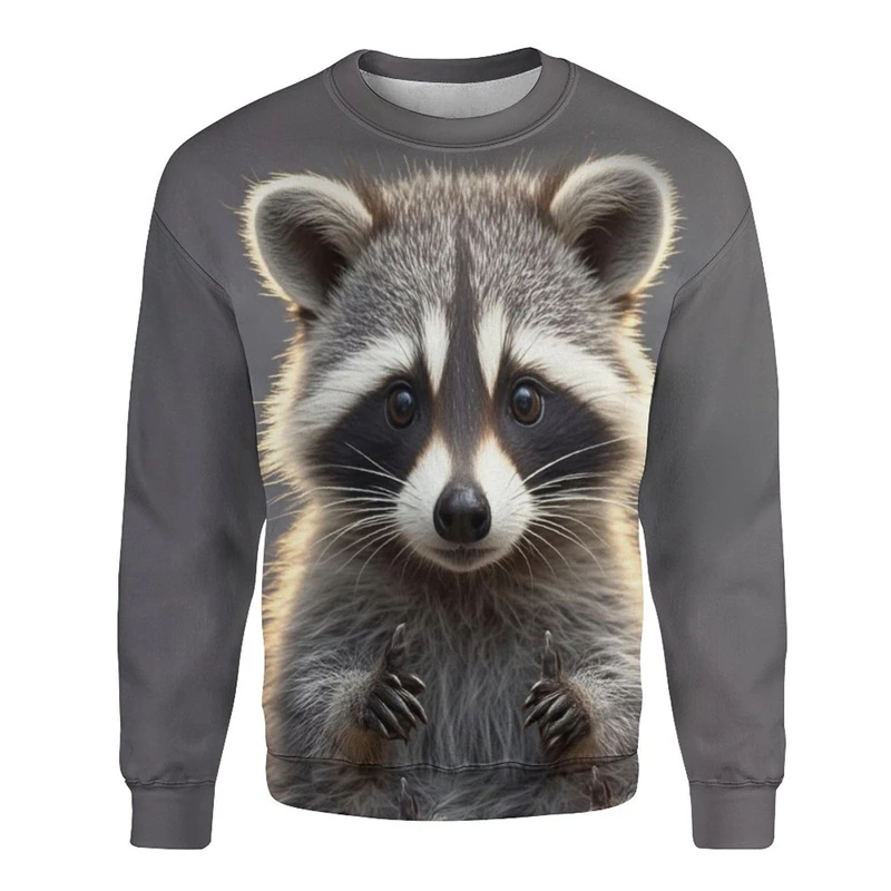 Cute Raccoon Ugly Christmas Sweater Women Clothes Funny Animal Female Pullover Raccoons Graphic Sweatshirt Harajuku Unisex Tops