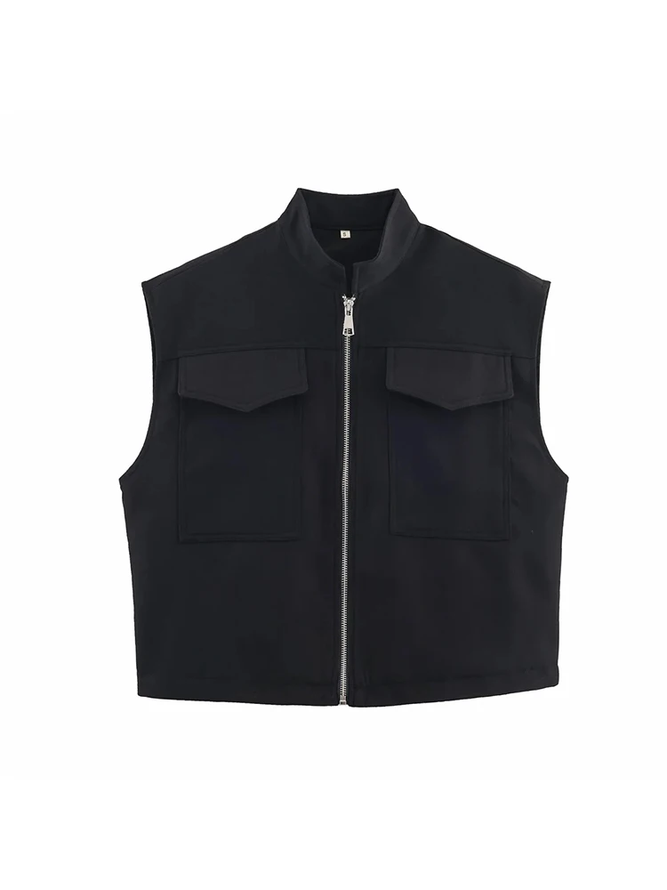 

Women's Fashion Zipper Vest Sleeveless Jacket Coat Female Outerwear Chic Waistcoat Tops