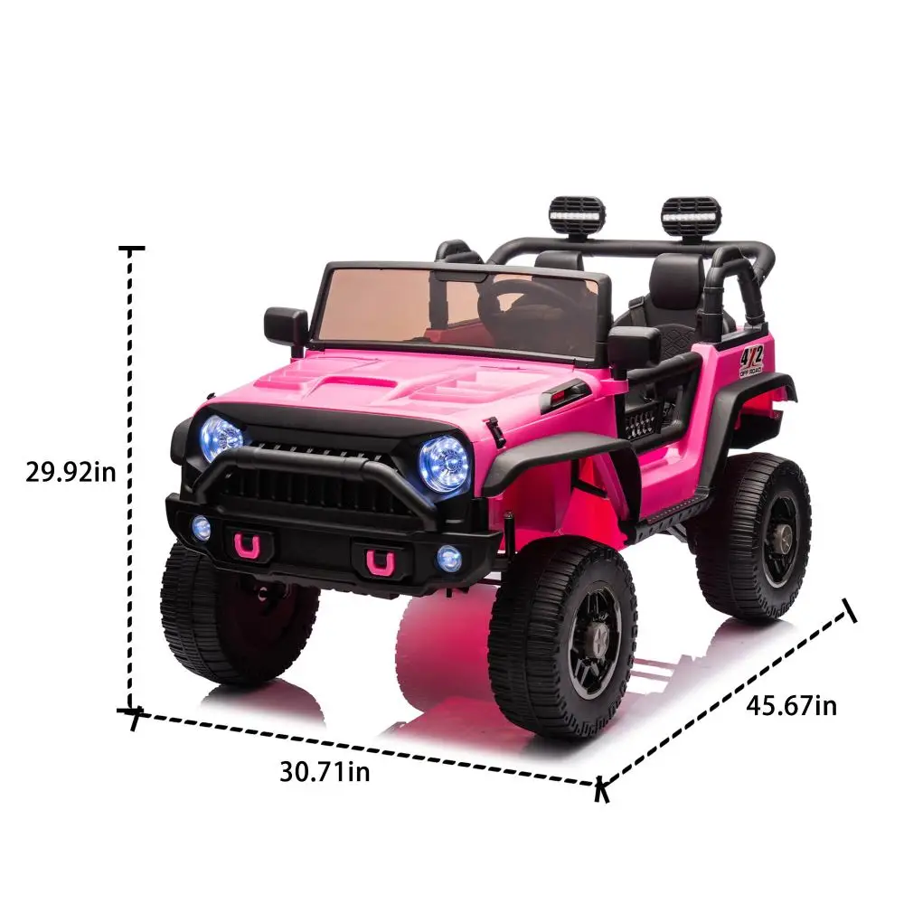 24V two-seater child ride-on truck car,seat width 20.28 inches,two independent seat belts,suitable for children over 3 years old