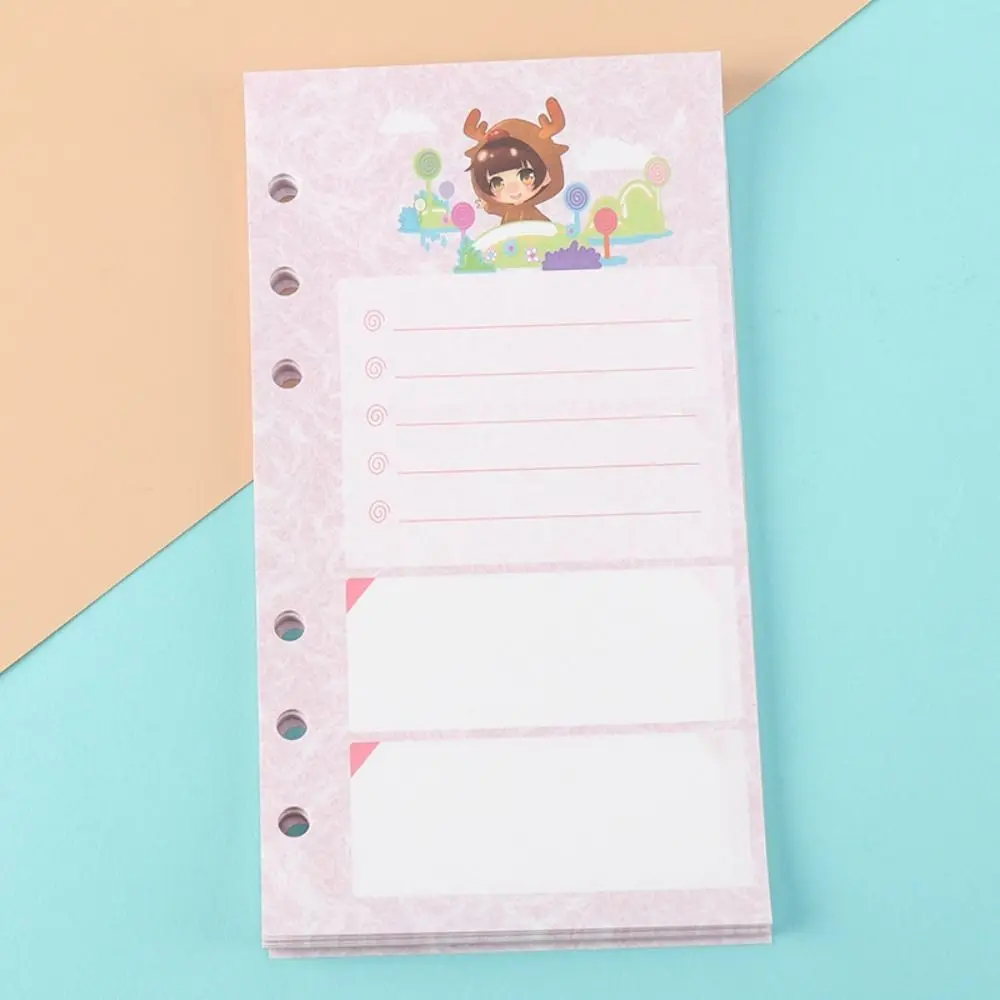 40Sheet A6 Loose-Leaf Notebook Refill Paper Tree Cartoon Inner Refill Spiral Binder Paper Line Grid Separator Page Paper