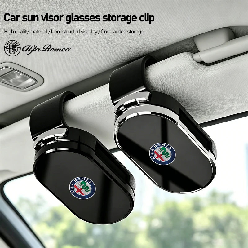 Car Sun Visor Glasses Clip Sunglasses Storage Accessories For Alfa Romeo 156 GT Giulietta Stelvio Giulia Mito 166 147 Tonale 159