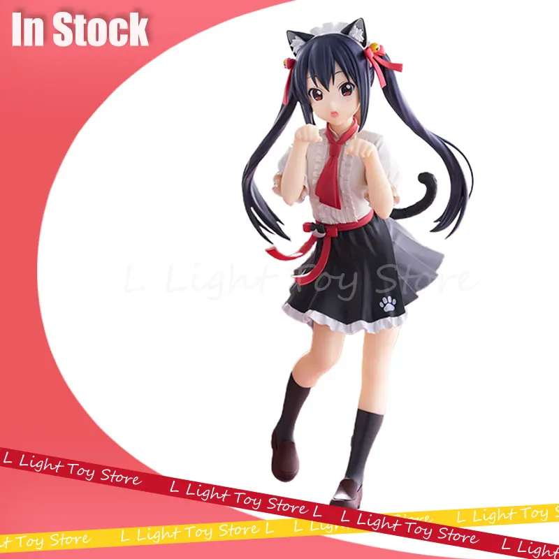 Genuine 21cm Furyu Trio-Try-It Tti K-On!! Nakano Azusa Cat Ears Action Figure Statue Collect Desk Decor Cat Girl Model Toys Gift