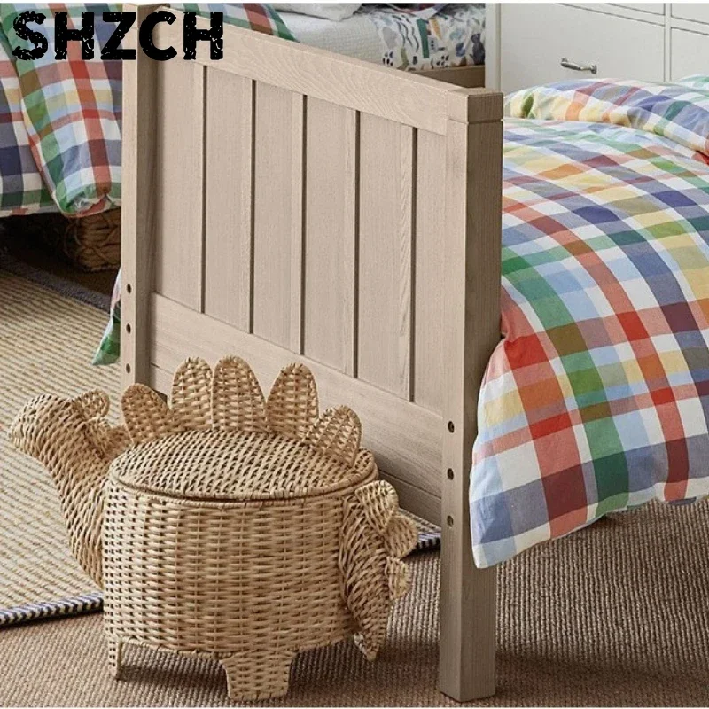 Cartoon Dinosaur Clothes Basket Handmade Weaving Toy Organizer Vine Weaving with Cover Storage Box Homestay Bedroom Decor Basket