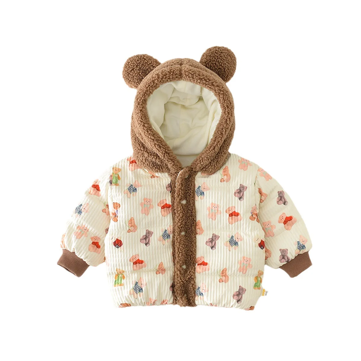 Baby's winter cotton coat, men's and women's playful little bear full printed cotton coat, autumn and winter children's warm and