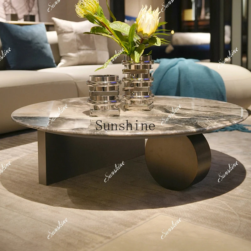 

Natural marble round modern simple light luxury high-end design coffee table FT