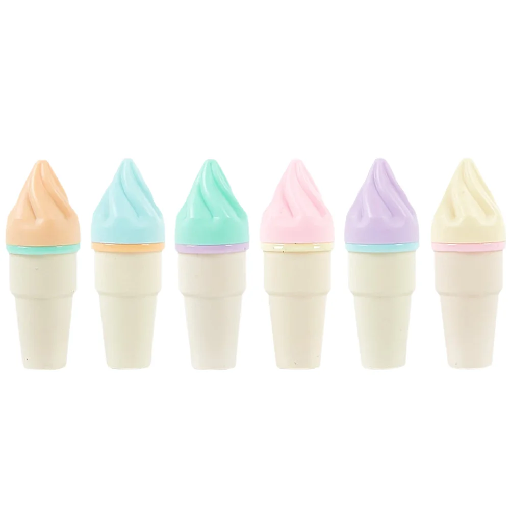 

6 Pcs Sweet Cone Highlighters Kawaii Multicolor Watercolor Pens for Students School Supplies Portable No Ink Leakage