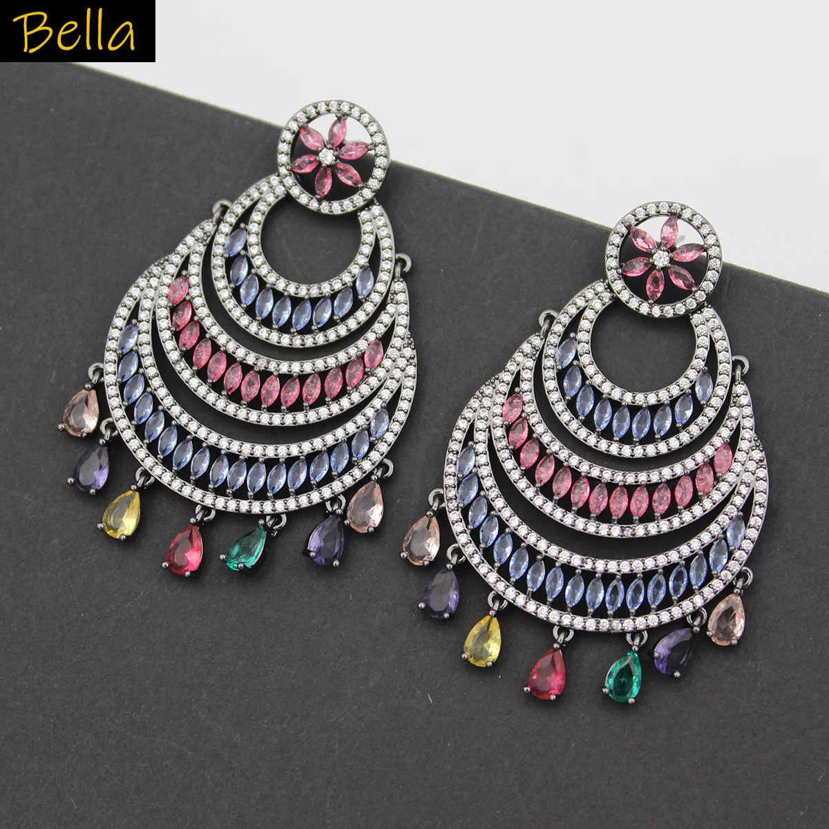 

fashion cubic zirconia earrings for women jewelry large dangling earrings