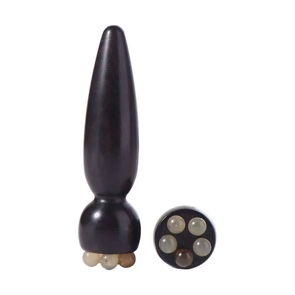 Five Beads Design Sandalwood Lotus Seedpod Massager Reduce Puffiness Natural Material Eye Massage Stick Traditional