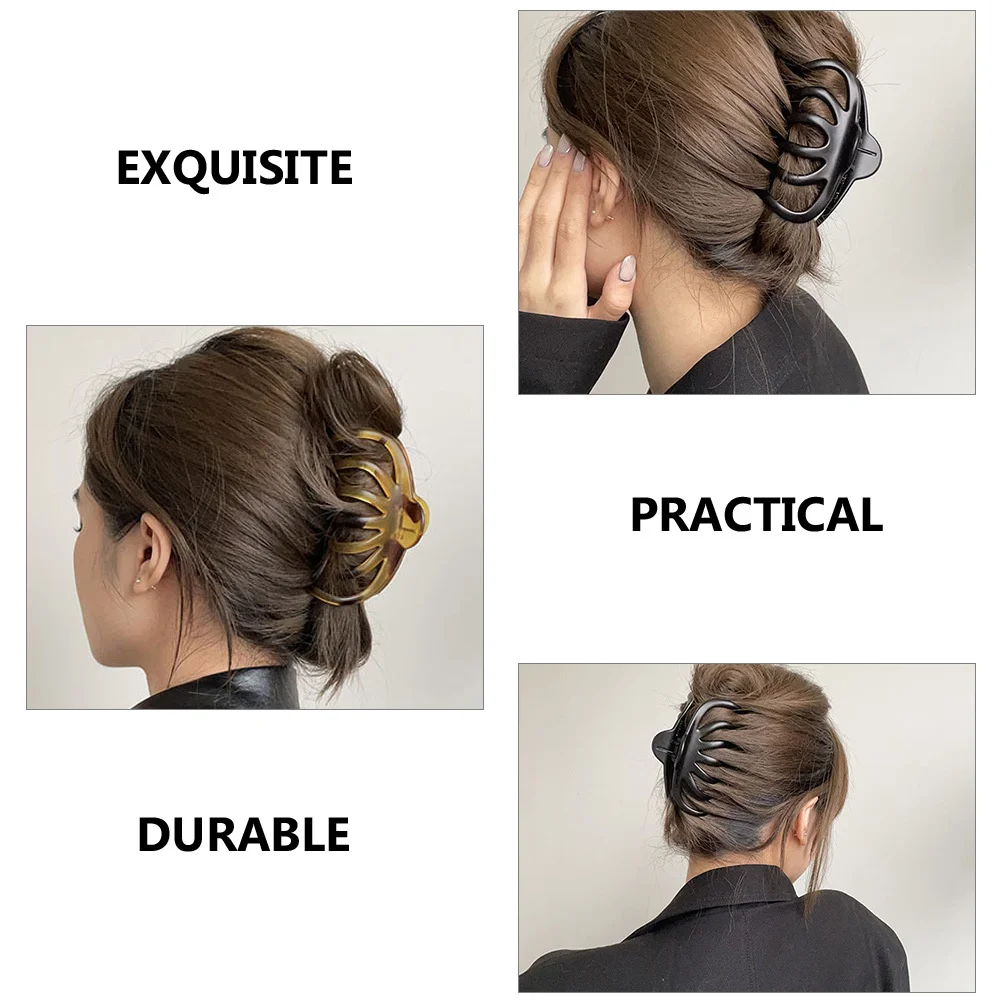 

2pcs Retro Tortoiseshell Claw Clips Hollow Design Large Clamps For Thick Hair Vintage Hair Styling Accessories French Claw Puff