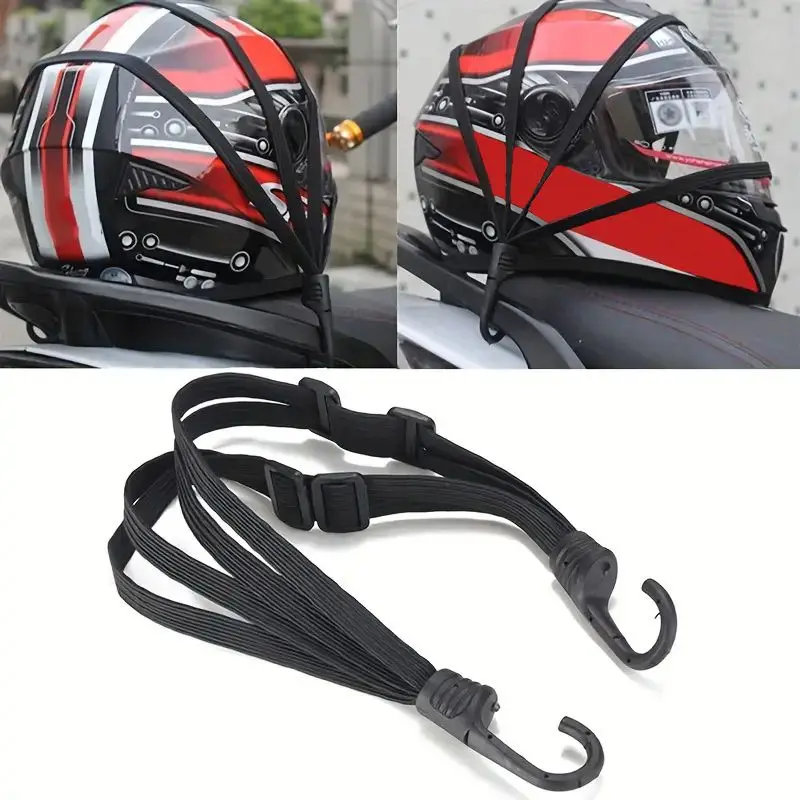 2pcs Motorcycle Strap Rear Seat Fixing Elastic Helmet Fixing Rope Buckle Can Be Used To Tie Luggage