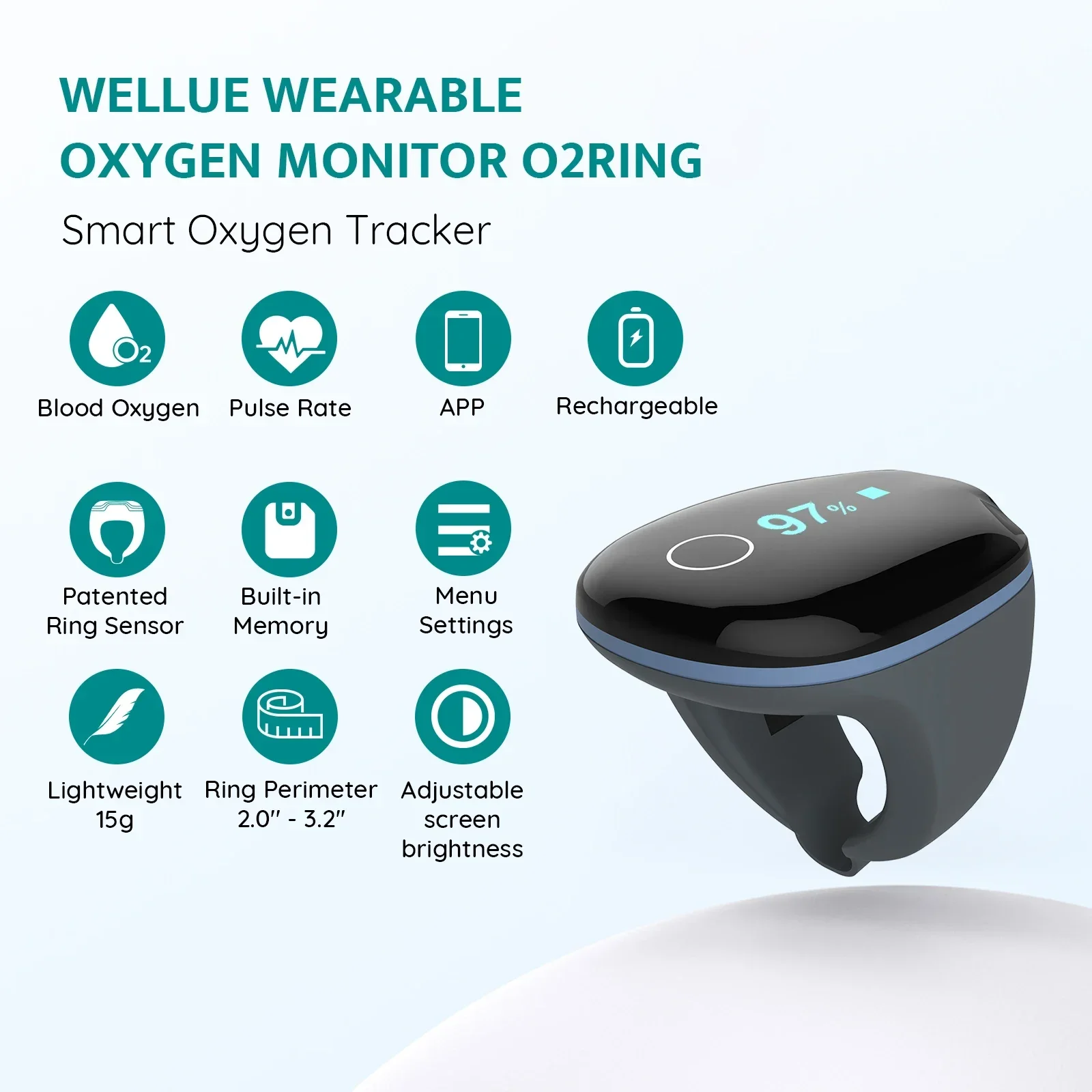 O2ring CE Certificate Finger Pulse Oximeter Bluetooth Heart Rate Health Care Sleep Apnea Ring Digital SpO2 Oximeter