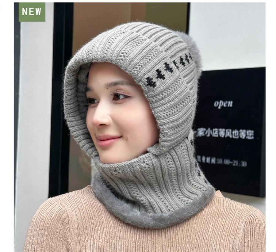 Winter Retro Twisted Hairball Knitted Hat Girls Outdoor Windproof Warm Padded Woolen Hat Soft 56-58cm