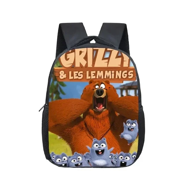 12 inch Anime Grizzy and The Lemmings Backpack Cute Children School Bags Fashion Kindergarten Book Bag Rucksacks Mochila