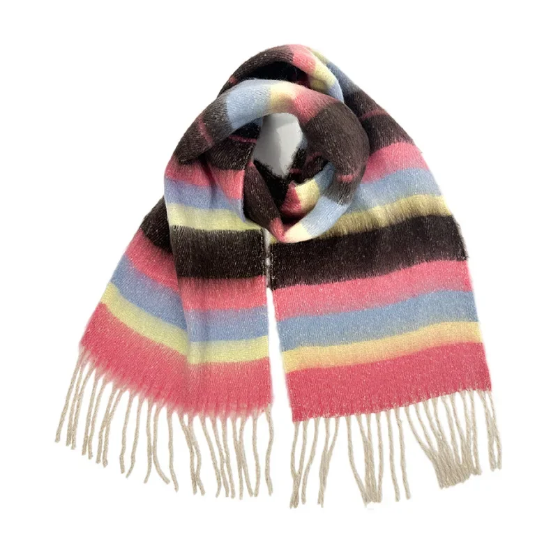 2024 Scarf Women Warm Thickened Outer Shawl Striped Plaid Simple Scarf Fall And Winter Designs