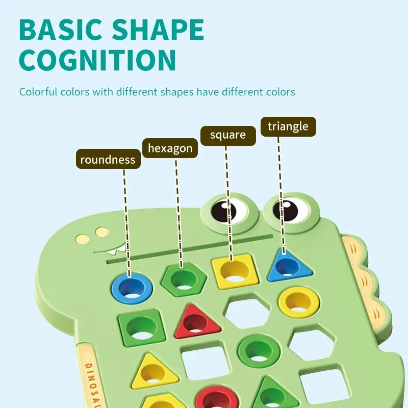 لعبة تعليمية متطابقة على شكل ديناصور - قطعة واحدة، لعبة هندسية معرفية مكونة من لاعبين للأطفال الصغار، مهارات التفكير