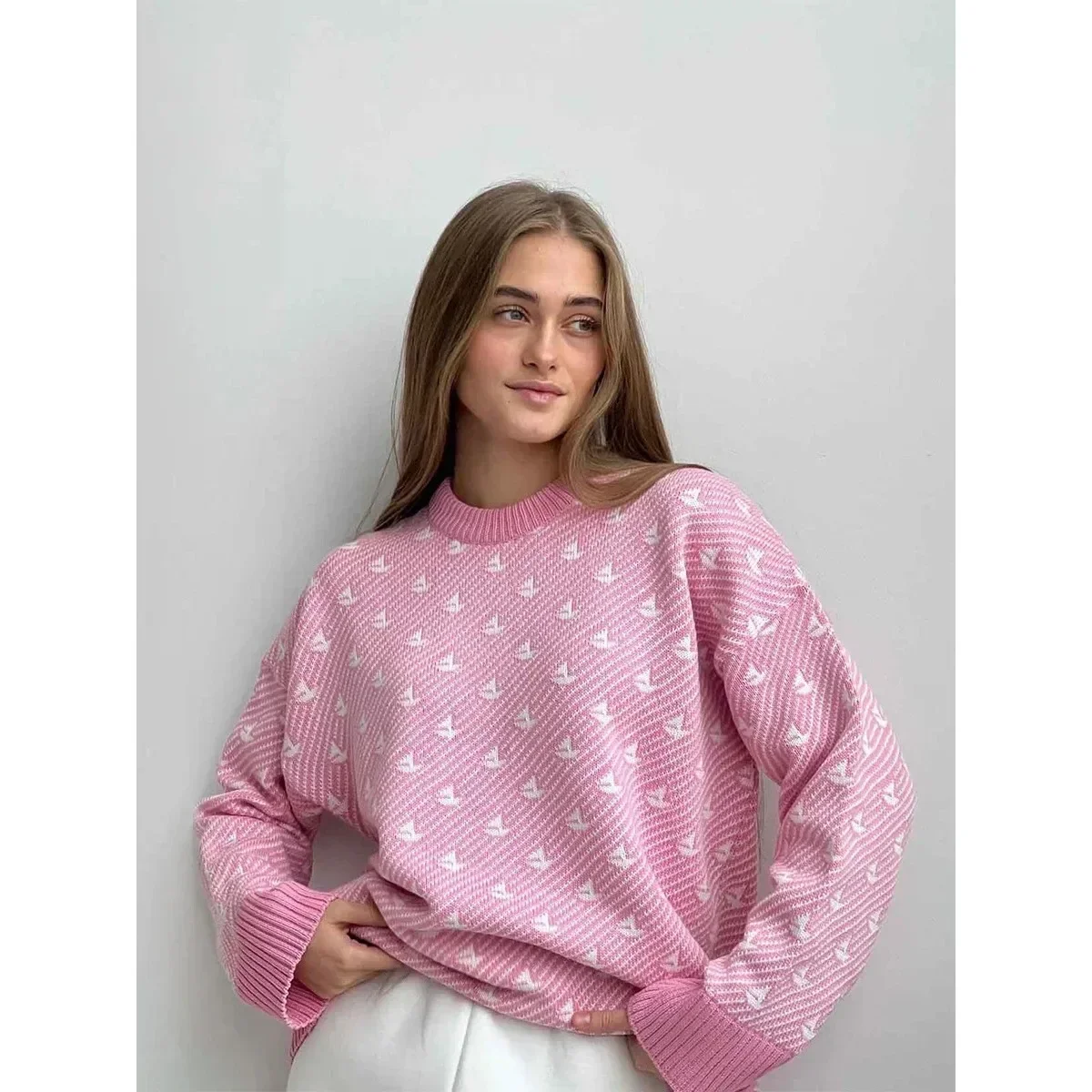 

Yaminiya Winter Women's Sweater Sailboat Knitted Pullover Y2k Clothes Women's Fashion Sweaters Loose Female Top Thick Warm