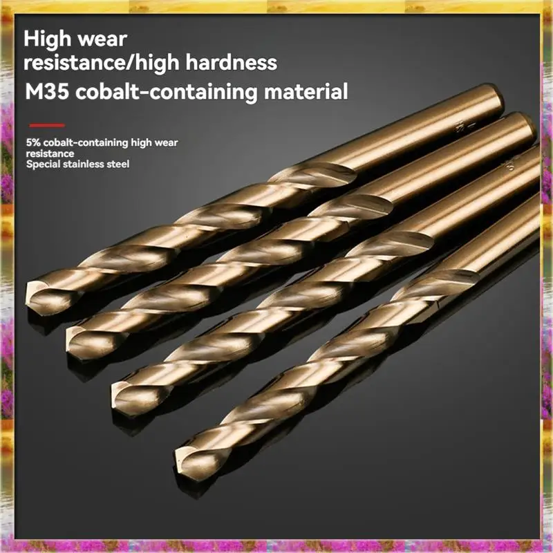 Easy Use 10PCS Twist Drill Bit Set M35 4.0Mm 3 Edge HSS Hole Drill Bit  For Stainless Steel Wood Metal Drilling