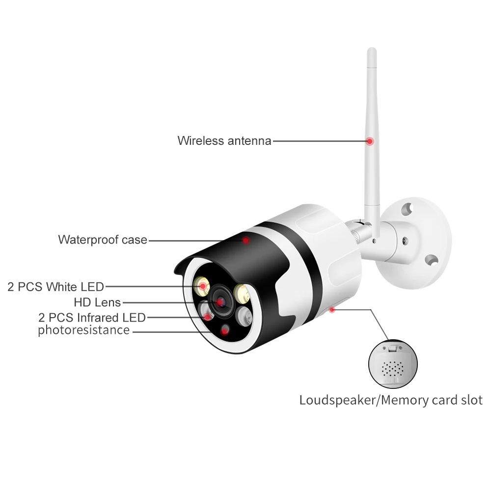 YOOSEE 2MP Wireless WIFI Bullet Camera 1080P Outdoor Home Street Security Two Way Talk 1080P Surveillance Infrared Camera