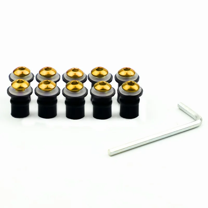 CENJITION 10 peças Parafusos M5 5mm para Para-brisa de Motocicleta com Porca e Arruela para Honda CBR Kawasaki Ninja Suzuki GSXR Yamaha R1 R3 R6
