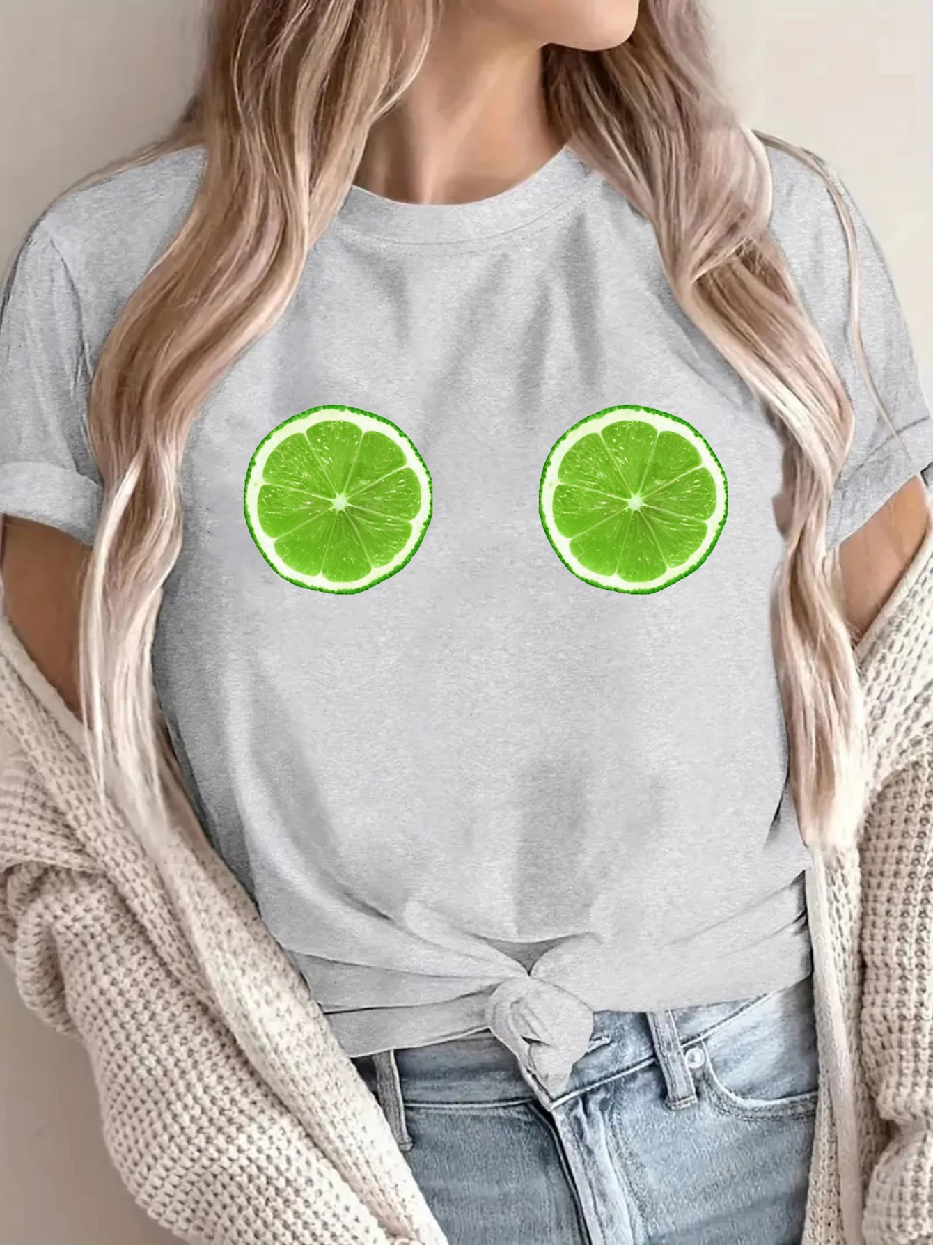 New Women'S T-Shirt Funny Fresh Fruit Shirt, Lemon Shirt, Summer Shirt, Fashion Lemon Shirt Y2k 00s Girl Short Sleeved T-Shirt