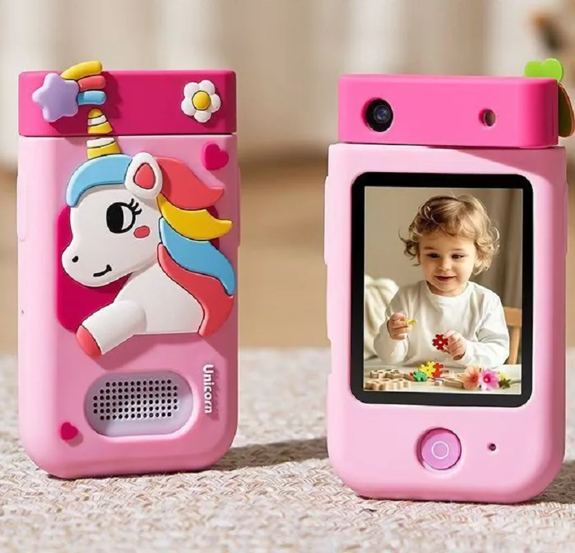 Kid Smart Phone with Safe Protective Educational Game Touch Screen 180 Degree Rotate Camera Mobile for Baby Take Photo Toy Gift