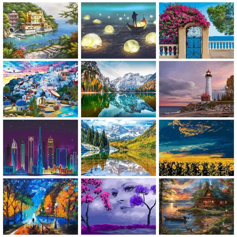 

PhotoCustom Rural Night Painting By Numbers Diy Gift For Adults Drawing By Numbers Handiwork Artwork Home Decoration