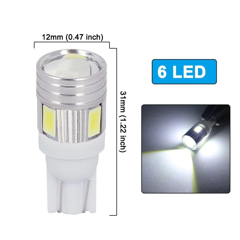 1 PCS Auto T10 W5W LED Signal Birne 12V 5630 SMD 7000K Weiß Auto Innen Dome Lesen Lichter stamm Keil Seite Lizenz Platte Lampe