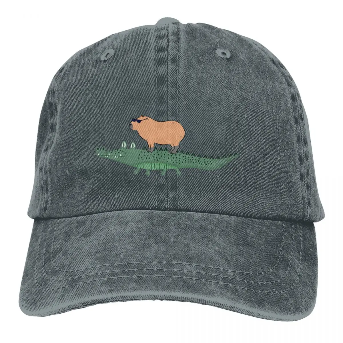 Riding On A Crocodile Jungle Background Baseball Cap Men Hats Women Visor Protection Snapback Capybara Caps