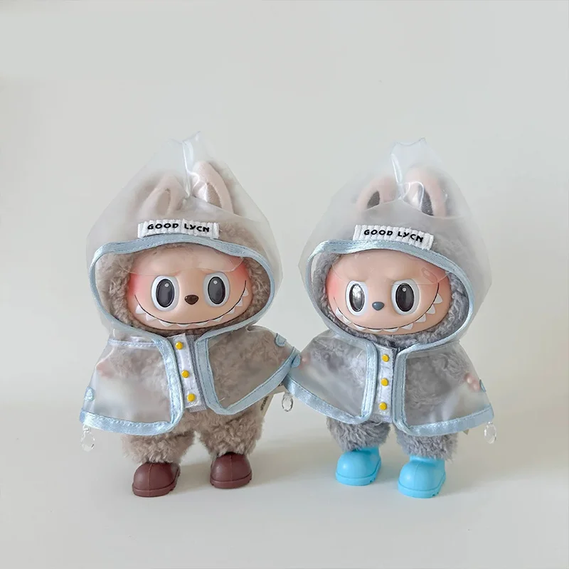 

1 piece of Labubu cute transparent raincoat clothing, suitable for 15/17cm dolls to change clothes (raincoat only)