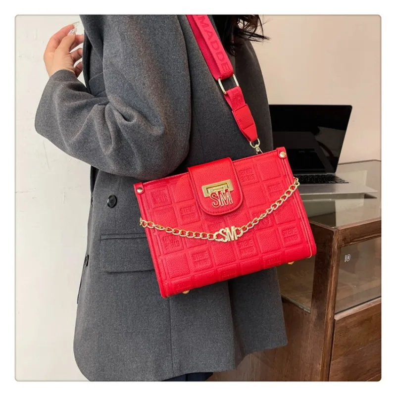 

2025 женская большая сумка, большая вместительная кожаная сумка на плечо, модная дизайнерская сумка через плечо с цепочкой и ремешком для женщин