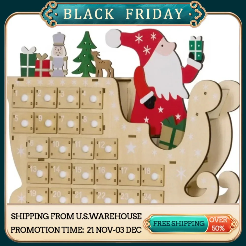 Santa Claus sleigh shape for added festive glamourThe 24-day countdown drawer is stocked with daily treats and surprises