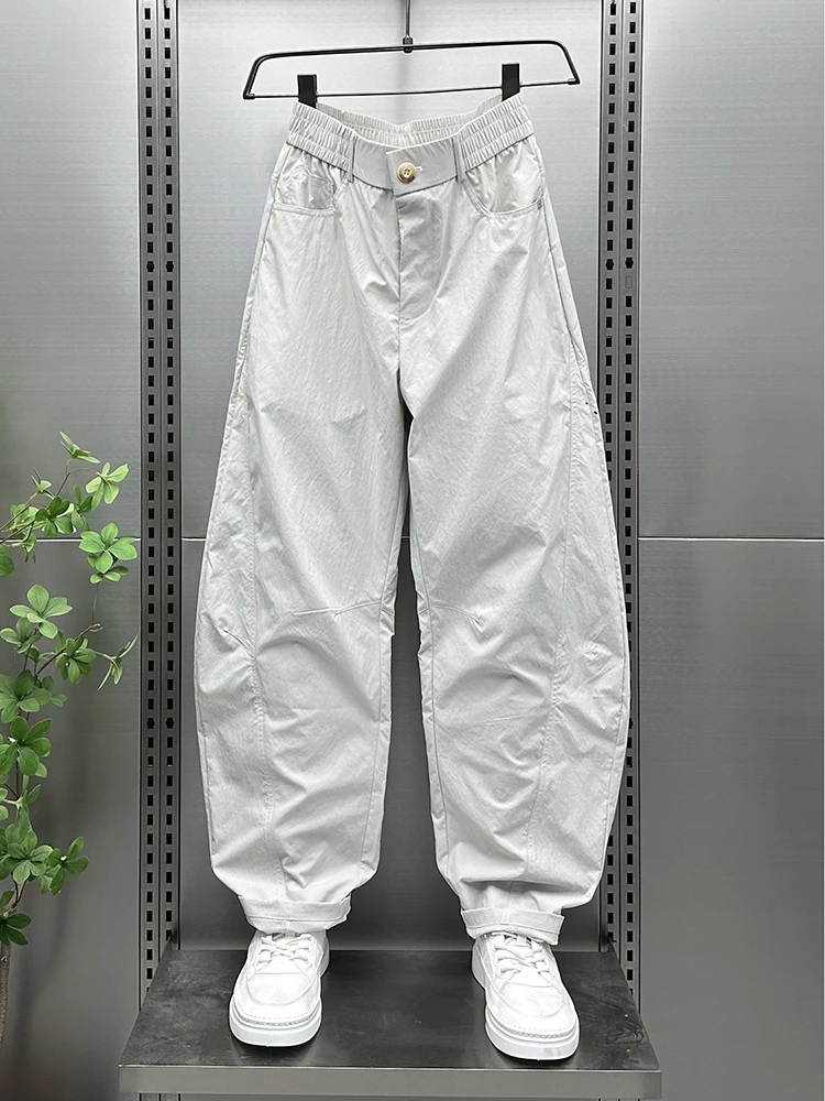 

Casual Loose Men's Summer Faionable Wide Leg Workwear Pants Trousers Patchwork Design Knife Straight Cut Trousers