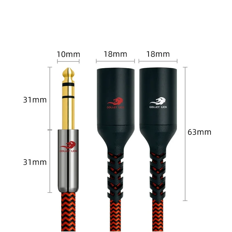 1/4 Inch TRS 6.35mm to Dual XLR Male Audio Cable for Microphone DV Camera Camcorder Stereo System Y Splitter Shielded Cords