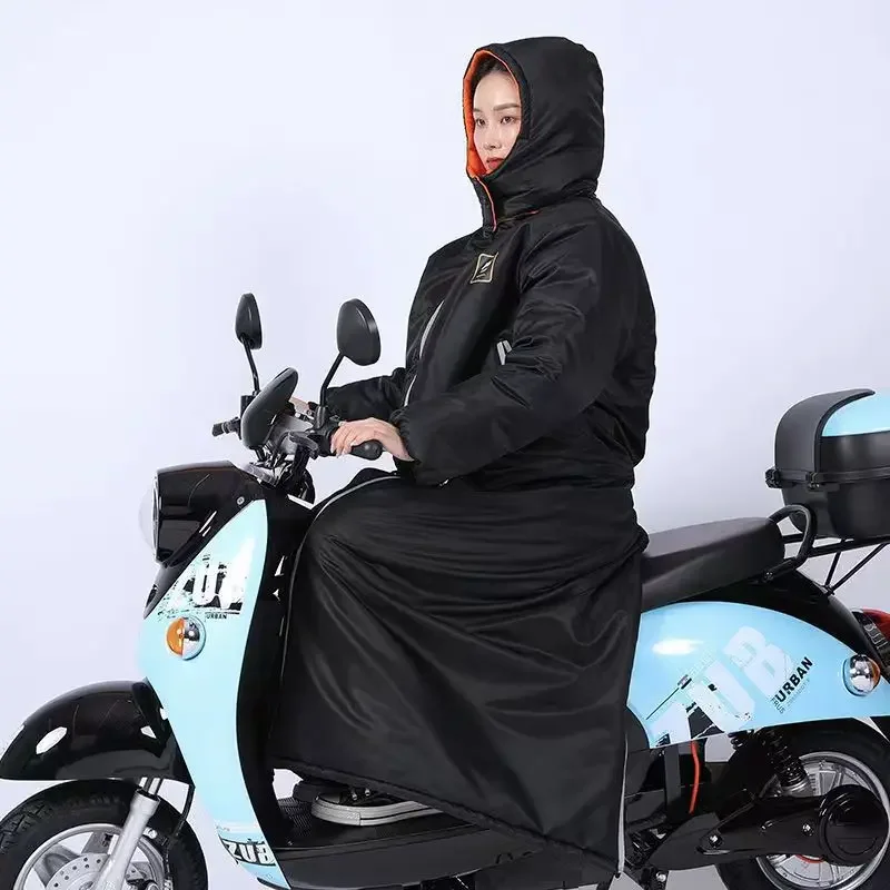 Winter Electric Vehicle Windshield Jacket Fleece Thickened Motorcycle Windproof Waterproof