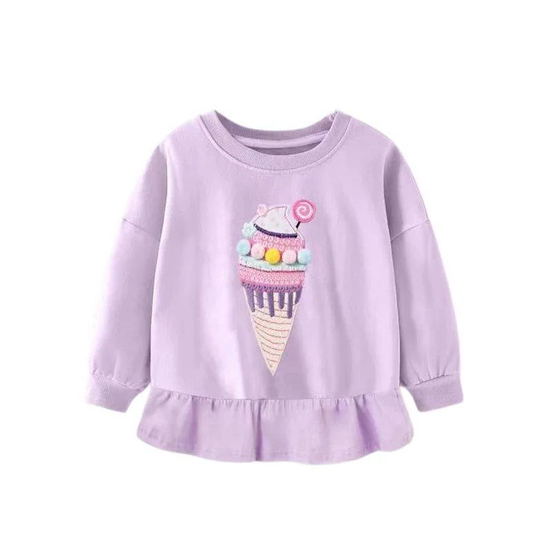 

Jumping Meters New Arrivals Girls Sweatshirts Ice Cream Embroidery Clothes Cotton Autumn Streetwear Fashion Kids Hooded Sweaters