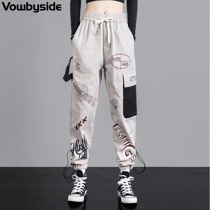 Print Pattern Casual Jogger Pants Women's Elastic Waist Sports Pants Cargo Pants