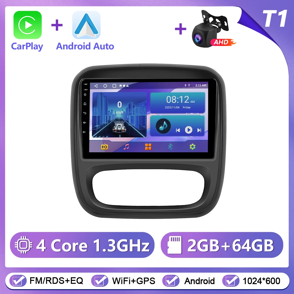 Podofo CarPlay Android Auto autoradio voor Renault TRAFIC/Opel VIVARO 2015 GPS Intelligent Systems Stereo Multimedia autoradio