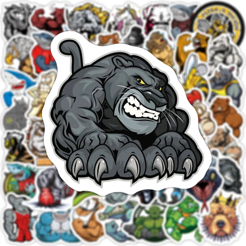 50PC Muscle Animal Stickers Creative Personalized Graffiti Stickers Cartoon Waterproof Sticker Mug Fridge Gym Equipment Decals