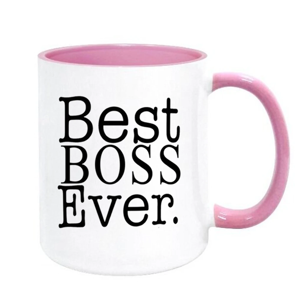 Lady Best Boss Ever Coffee Mug 11oz Pink Black White Color Ceramic Creative Mugs Milk Cup Lady Woman Friends Birthday Gift