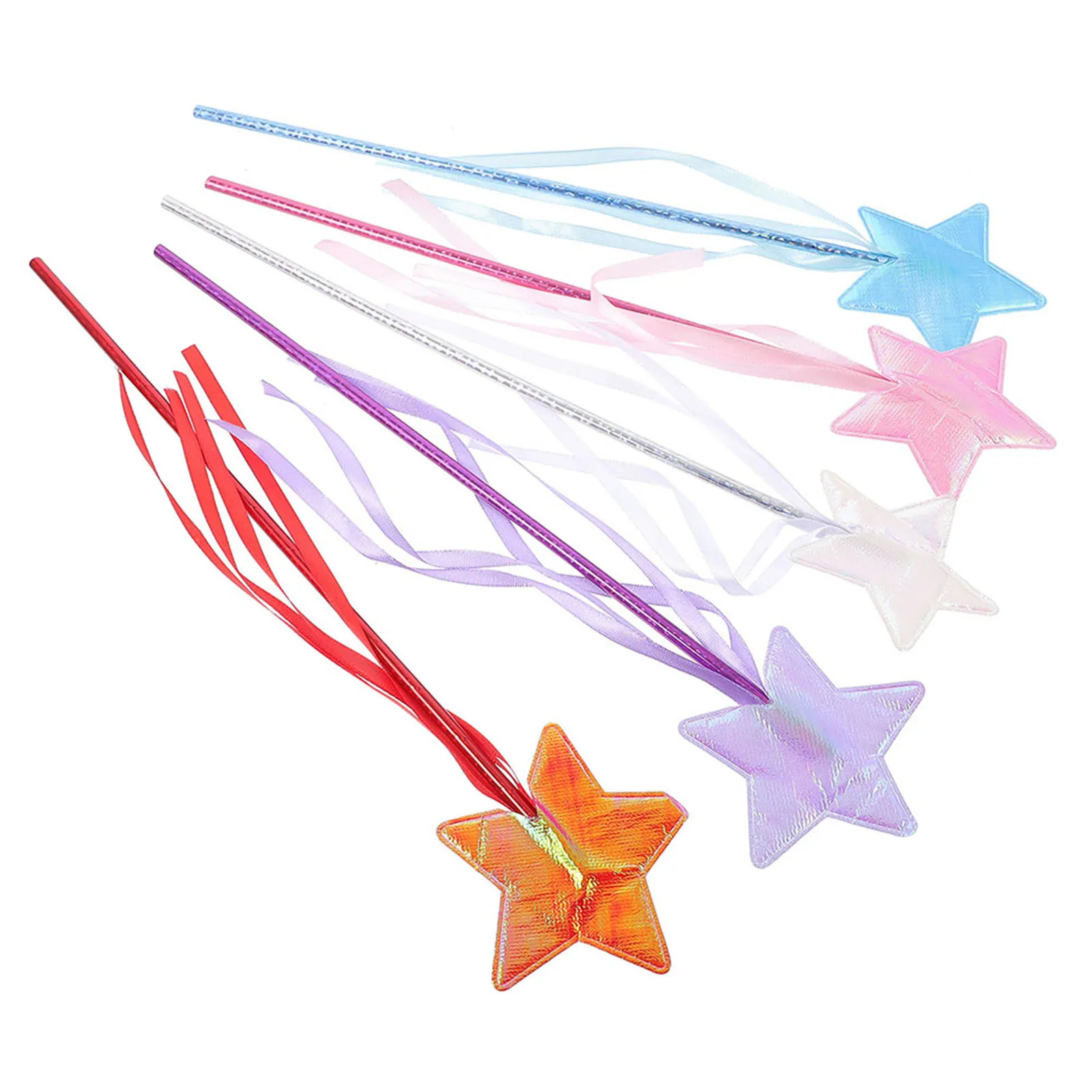 

5pcs Star Fairy Wands For Girls Birthday Party Cosplay Performance Prop Angel Stick Tassel Decor Accessory
