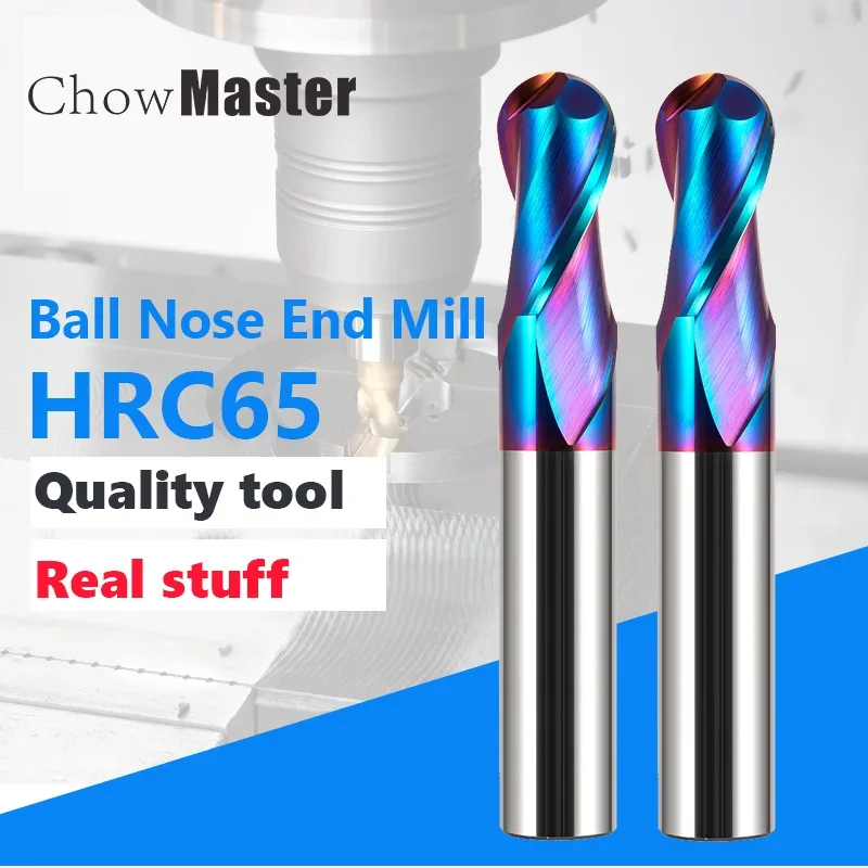 End Mill Carbide Ball Nose HRC65 R0.5 6mm 8mm 10mm Ball Nose End Mill Tungsten Carbide Cutter CNC Router Bit Milling Tool