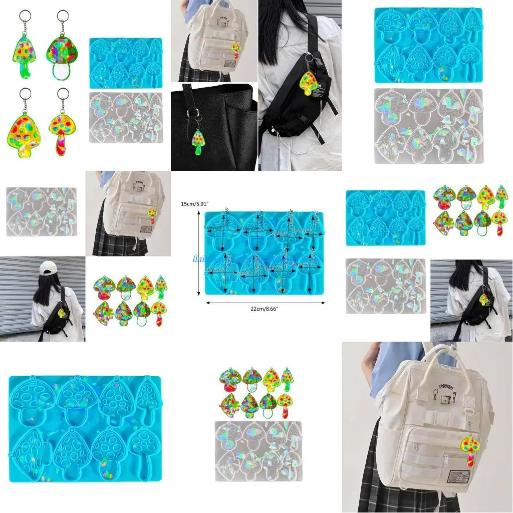 

573B световые и теневые украшения, брелок из смолы, силиконовая форма, грибная голографическая декоративная форма для подвески