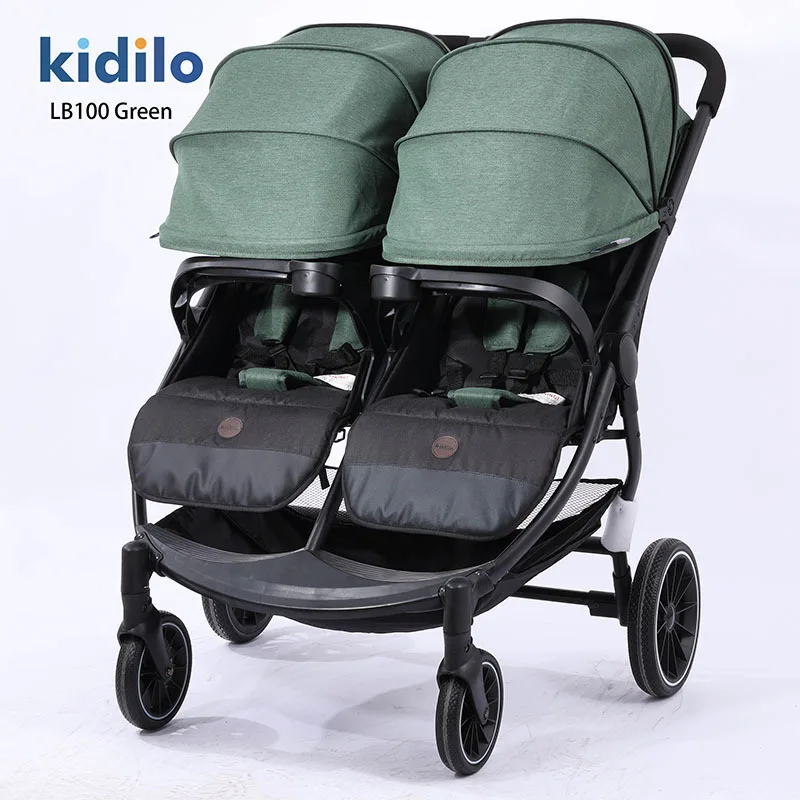 Kidilo Twin stroller Sit and lie down Lightweight folding baby Full shed High view stroller Stroller